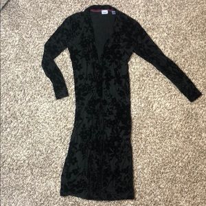 Maxi cardigan/ floral/ black on black
